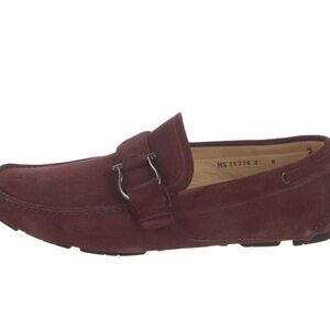 Salvatore Ferragamo Gancini Buckle Strap Burgundy Red Wine Suede Drivers US 8 D